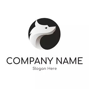 Animal & Pet Logo White Wolf Head and Circle logo design