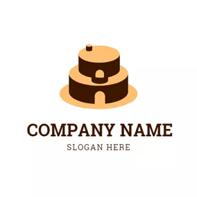 Bakery Logo Yellow and Brown Birthday Cake logo design