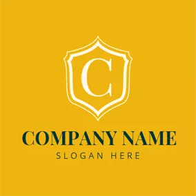 Emblem Logo Yellow and White Letter C logo design