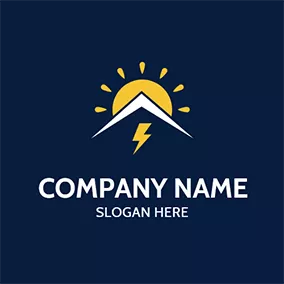 Solar Logo Yellow Sun Lightning Roof logo design